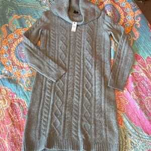 Talbots Charcoal Cable Knit Cowl Neck Sweater